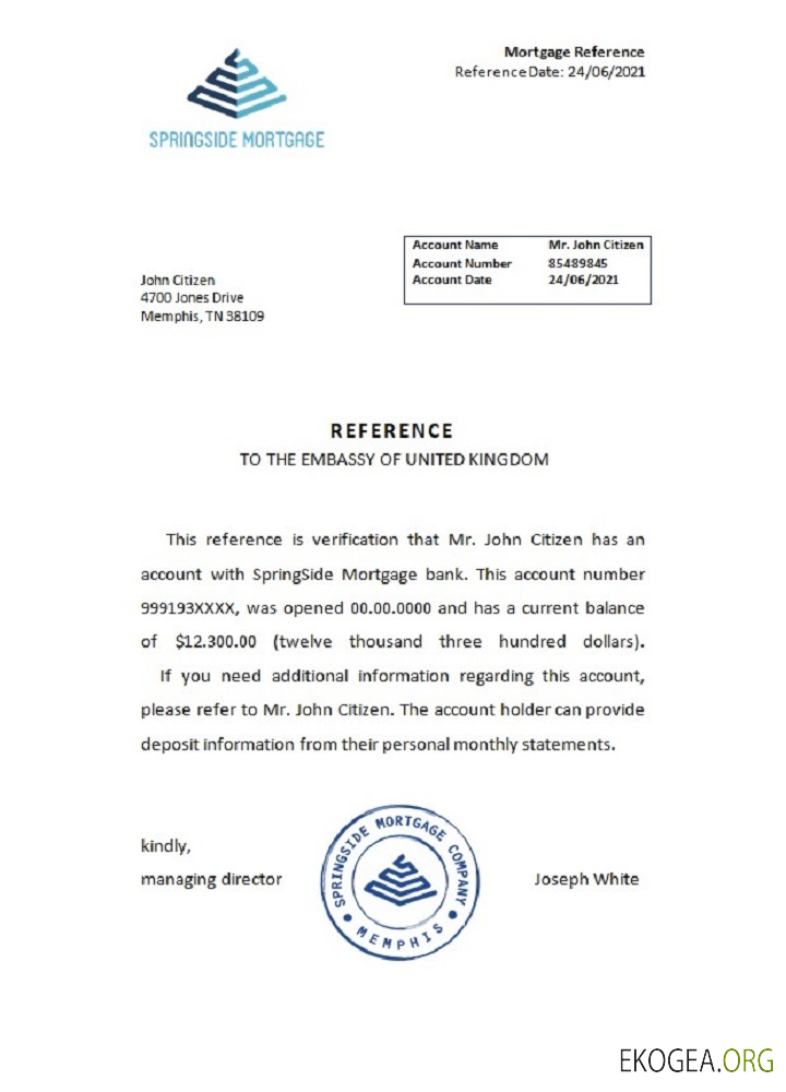 USA , Springside Mortgage , référence template